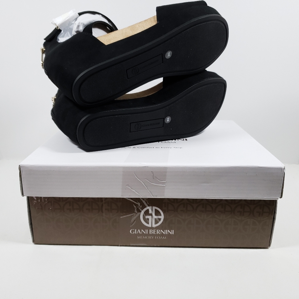 Gianni Bernini Ellen Suede Wedge Sandal - Black 8M - Picture 3 of 4